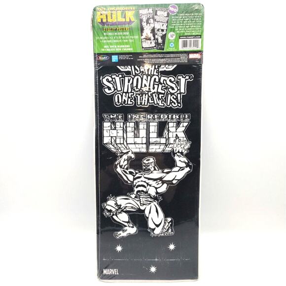 Marvel Incredible Hulk 2 Fuzzy Black Felt Velvet Posters in Plastic 8x20 RoseArt - Picture 2 of 2
